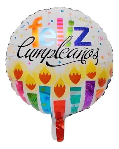 2 Globos Metálicos 46 Cm Feliz Cumpleaños Velas Colores