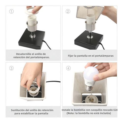 Lámpara De Mesa Cuadrada For Dormitorio Iluminación E26