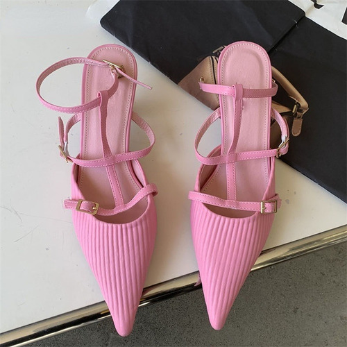 Zapatos De Tacón Con Punta Para Mujer Sandalias Elegantes