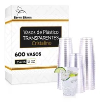 Comprar Berry Bloom Vasos Desechables De Plástico 12 Oz Elegantes Fiesta, 600 Pz Color Transparente Vasos Elegantes para Fiestas, Bodas, Postre, Cócteles, Vino