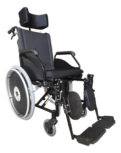 Cadeira De Rodas Dobrável Reclinável Alumínio 44 Cm Preto