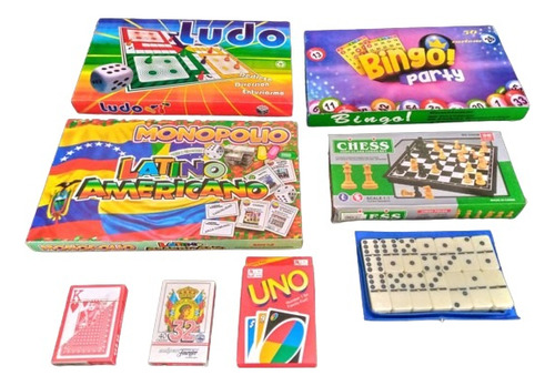 Combo Juego Mesa Bingo Ludo Monopolio Ajedrez Domino Cartas
