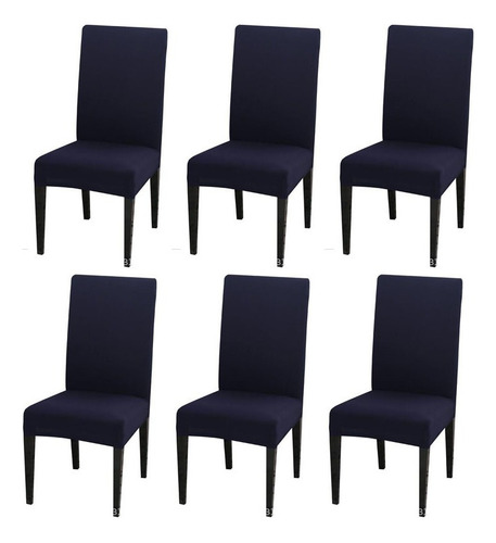 6pcs Azul Casa Comedor Restaurante Silla Cubierta Pieza Piez