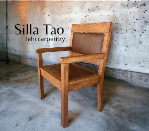 Silla Reforzada De Madera Sólida De Encino Y Aplicación Piel