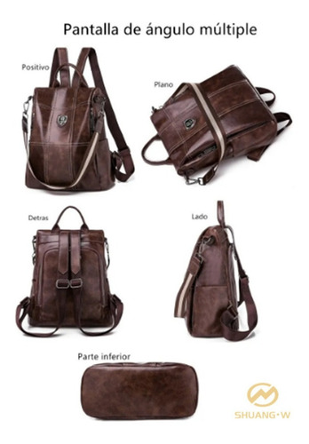 Imagen 2 de 9 de Bolso Backpack Cuero Suave Sintético Para Mujeres Moda 2019