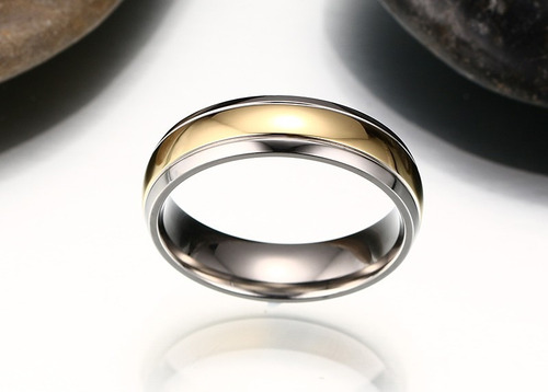 Anillo Elegante De Acero Para Bodas- Compromisos.