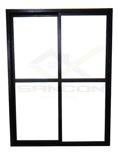 Puerta Balcón 210x200 V4mm Linea Herrero Negro 