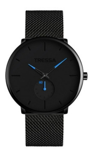 Reloj Tressa Hombre Todo Negro Malla Tejida Mod. Ink