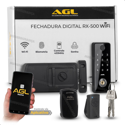 Fechadura Digital Sobrepor Inteligente Agl Rx500 Bio Wifi