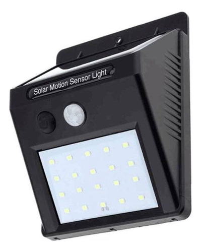 Luminária Solar De Parede Para Corredor Jardim 30 Leds Cor Preto