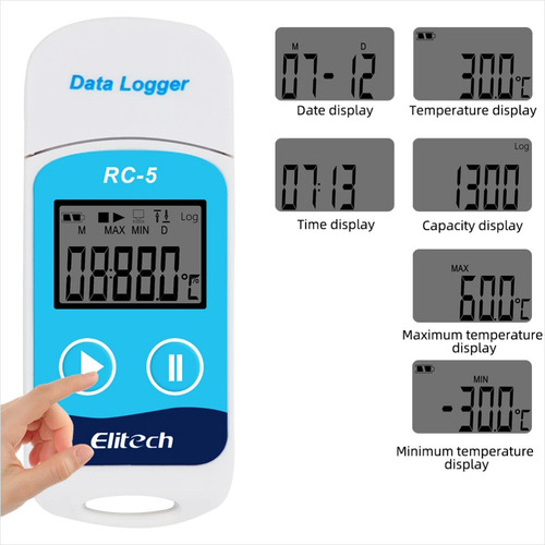 Imagen 6 de 6 de Data Logger Usb Rc-5 Registrador De Temperatura