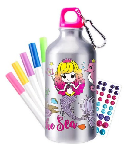 Botella De Agua En Aluminio Niños Para Colorear Y Decorar