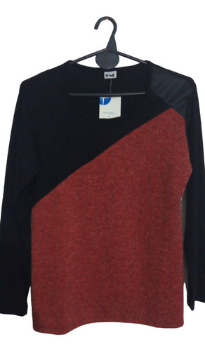 Sweater Fino Tejido Combinado 