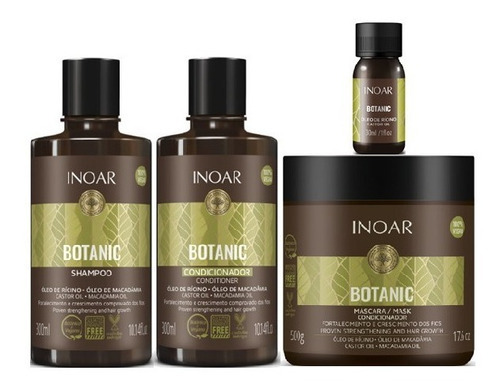  Kit Botanic Shampoo + Cond 300ml + Másc + Castor Oil