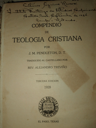 Antiguo Libro Compendio De Teología Cristiana 1928