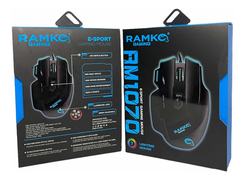 Mouse Gamer Ramko Rm1070 3200dpi Peso Ajustable Iluminado