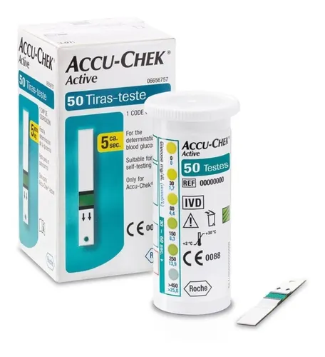 Caja de tirillas Accu Chek Active con 50 unidades color verde