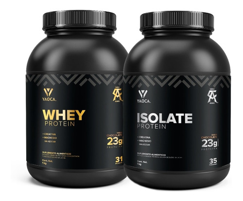 Kit Yaoca Proteína Whey 1 Kg + Proteína Isolate 1 Kg