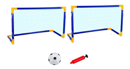 Set De Arcos De Futbol + Pelota + Inflador Grande O 2 Chicos