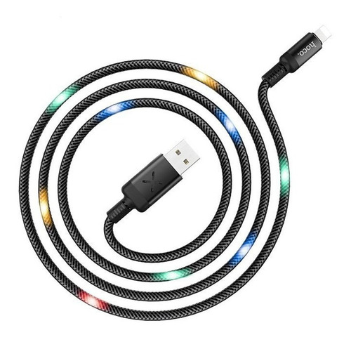 Cable Lightning para iPhone Hoco de 1,2 m y 2,4 A con luz LED original