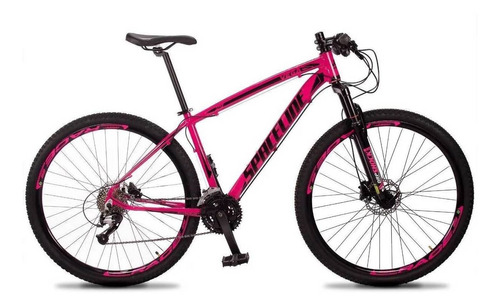 Mountain bike Spaceline Vega 2021 aro 29 19" 27v freios de disco hidráulico câmbios Dropp Indexado cor rosa/preto