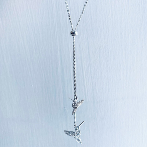 Imagen 5 de 10 de Collar Corbatero Colibrí Plata 925 Mujer Agálea Joyería
