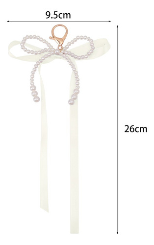 Llavero Con Forma De Lazo De Perla Blanca, Bolsa En Forma De