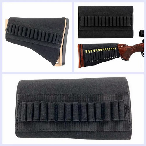 Cartuchera Porta Cartuchos Municion Rifle Culata Elastica Negro
