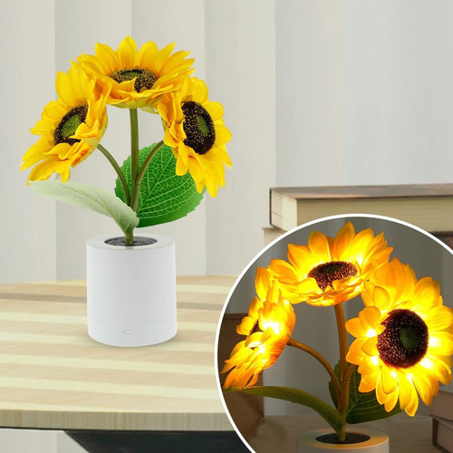 // . Luz Nocturna De Simulación Led De Girasol Recargable /