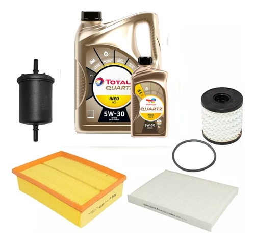 Kit 4 Filtros + Aceite Total 5w30 5l Peugeot 308 408 2.0 N