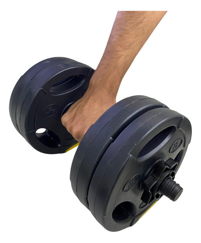 Kit Halteres Peso Musculação Ajustável Halter Até 30kg Cor Preto
