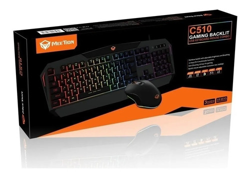 Imagen 2 de 10 de Combo Teclado Mouse Gamer Meetion Mt C 510 Luces Rgb Pc Ps4