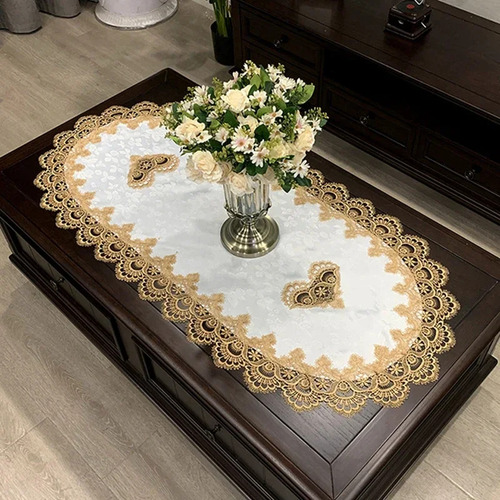 Mantel Ovalado Bordado Para Mesa De Té