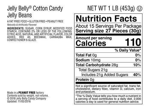 Jelly Belly Cotton Candy Jelly Beans - Bolsa Resellable De 1
