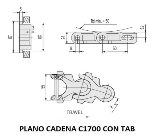 Cadena Tetra Cajonera 1701 Tab Transportadora Rollo 3mts Ra