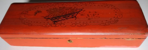 Caja Japonesa Laca Rojo Dragón Filigranas C/ Polvo Dorado (Usado)