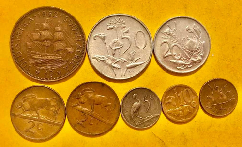 8 Monedas Antiguas De Sud Africa Del Continente Africano (Usado)
