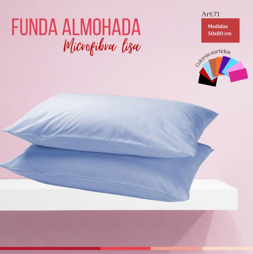 Pack X 2 Fundas Almohada Blanco París Microfibra Colores Pp