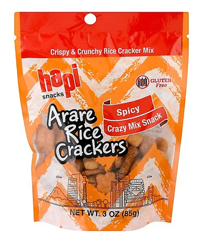 Botana Hapi Arare Rice Crackers Spicy Crazy Mix 3 Bolsas 