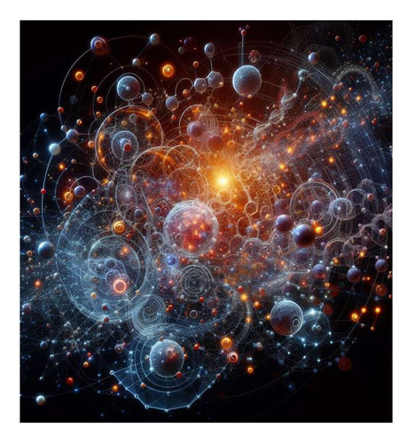 Vinilo 100x100cm Atomos Cosmos Universo Ciencia Formula