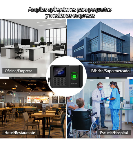 Reloj Checador Huella Biométrico Digital Kuiiyer Soporte Para 12 Idiomas Y Voz Aisoporte Para El Reconocimiento De Huellas Dactilares Reconocimiento De Pin Soporte Para Exportar Datos Por Usb