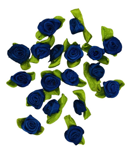 Florzinha De Rococó Cetim C/ Folha Rococó Preto 200und Cor Azul-marinho