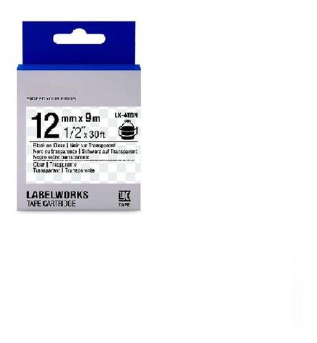 Cinta Epson Lk-4tbn Negro Sobre Transparente 12mm X 9mts /v