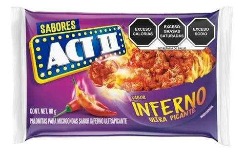 3 Pza Palomitas Para Microondas Act Ii Sabor Inferno Ultra P