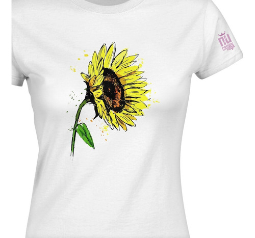 Camisetas Mujer Blusa Dama Estampada Dibujo Girasol Inp Idk