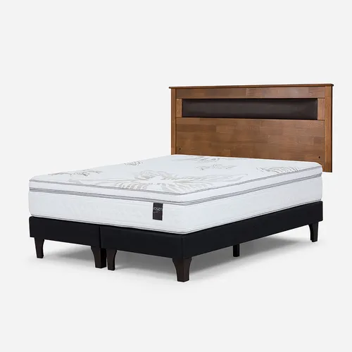 Cama Europea Art 4 2 Plazas + Respaldo Ferrara Chocolate