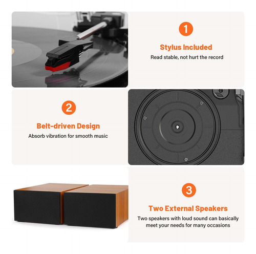 Player De Disco De Vinilo Retro Bluetooth Desktop Phonograph