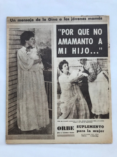 Revista Orbe Gina Lollobrigida Duilio Marzio 1957