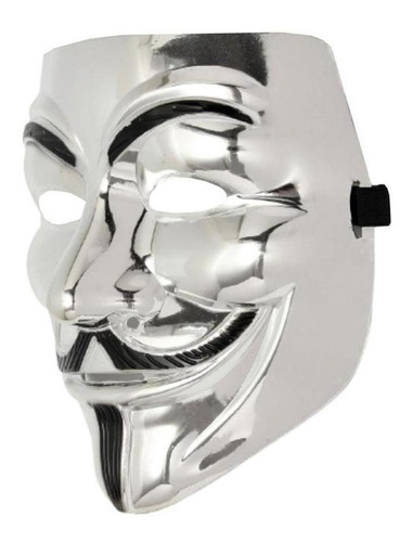 Disfraz Para Fiestas , Mxmcs-001, Silver, Máscara Anonymous, Color Silver