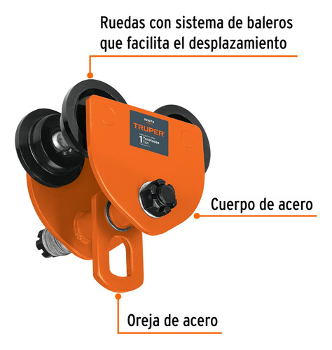 Trole Carga 1 Ton P/ Vigas Ips E Ipr Ajustable Truper 101076
